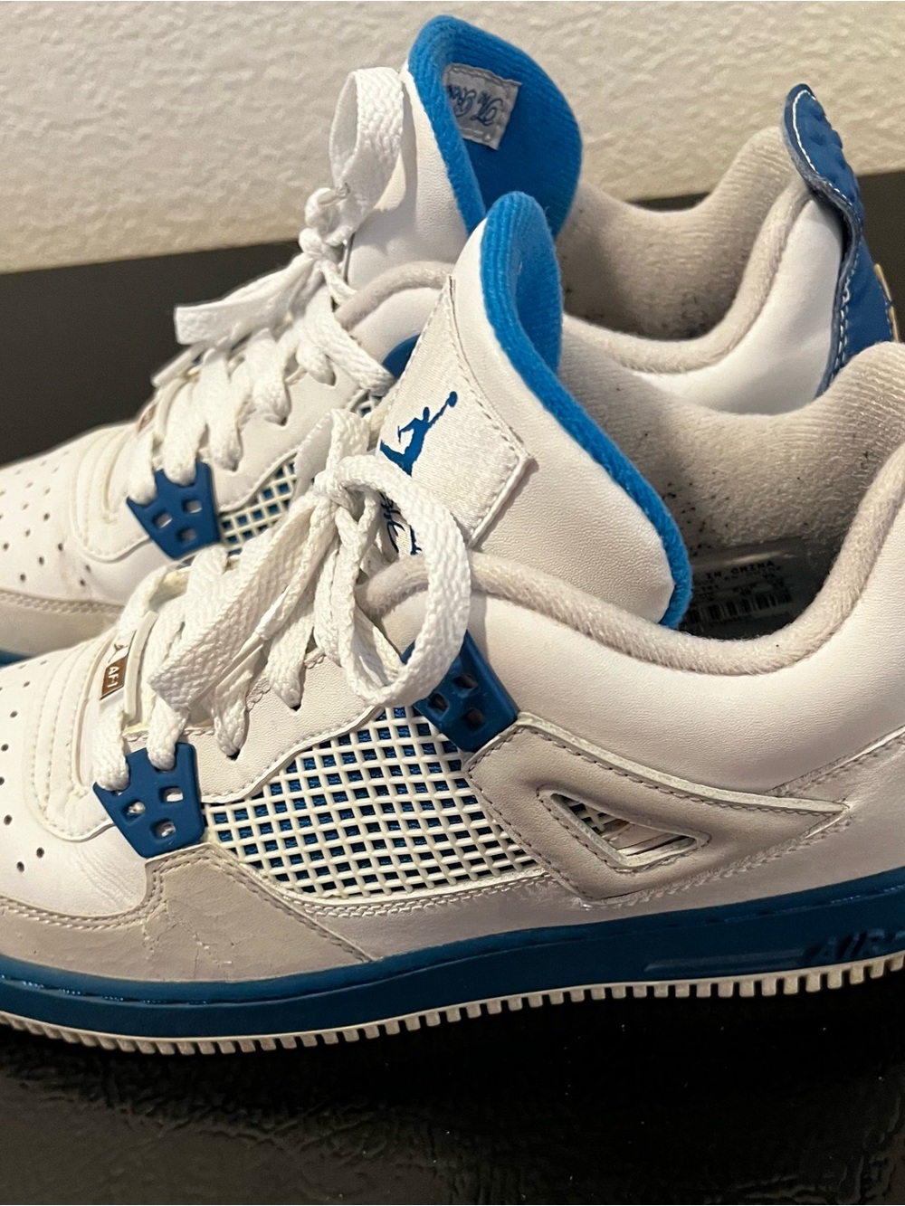 Jordan Kids White and Blue Retro Basketball Sneakers